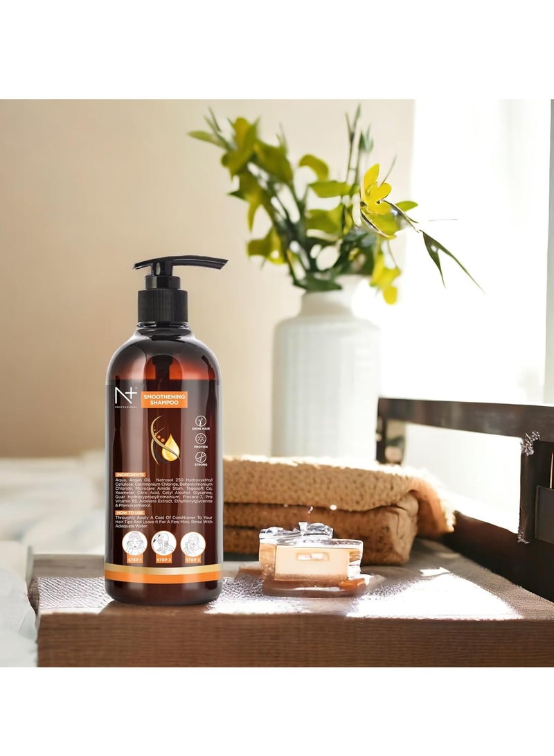 N PLUS Professional Smoothening Shampoo, For Smooth & Anti Frizz Hair, Enriched With Argan Oil, Paraben Free, 1 Count - Image 5