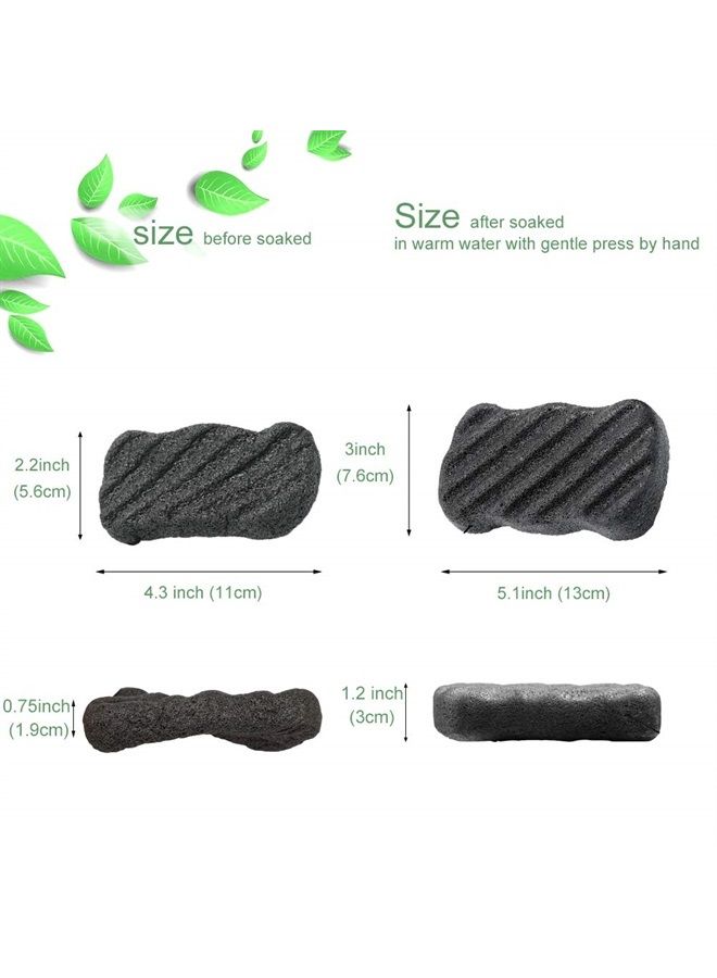 JOSALINAS Nature Konjac Facial Sponge 3 Packs with Activated Bamboo Charcoal for Cosmetic Face Cleaning, Square - Image 2