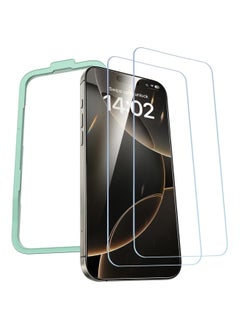 Glass iPhone 16 Pro Screen Protector 6.3'' 9H+ Unbreakable Protection HD Ultra Clear Tempered Glass Screen Protector Easy to Install Phone Screen Protector Fit for Most Cases Pack of 2  - Image 1