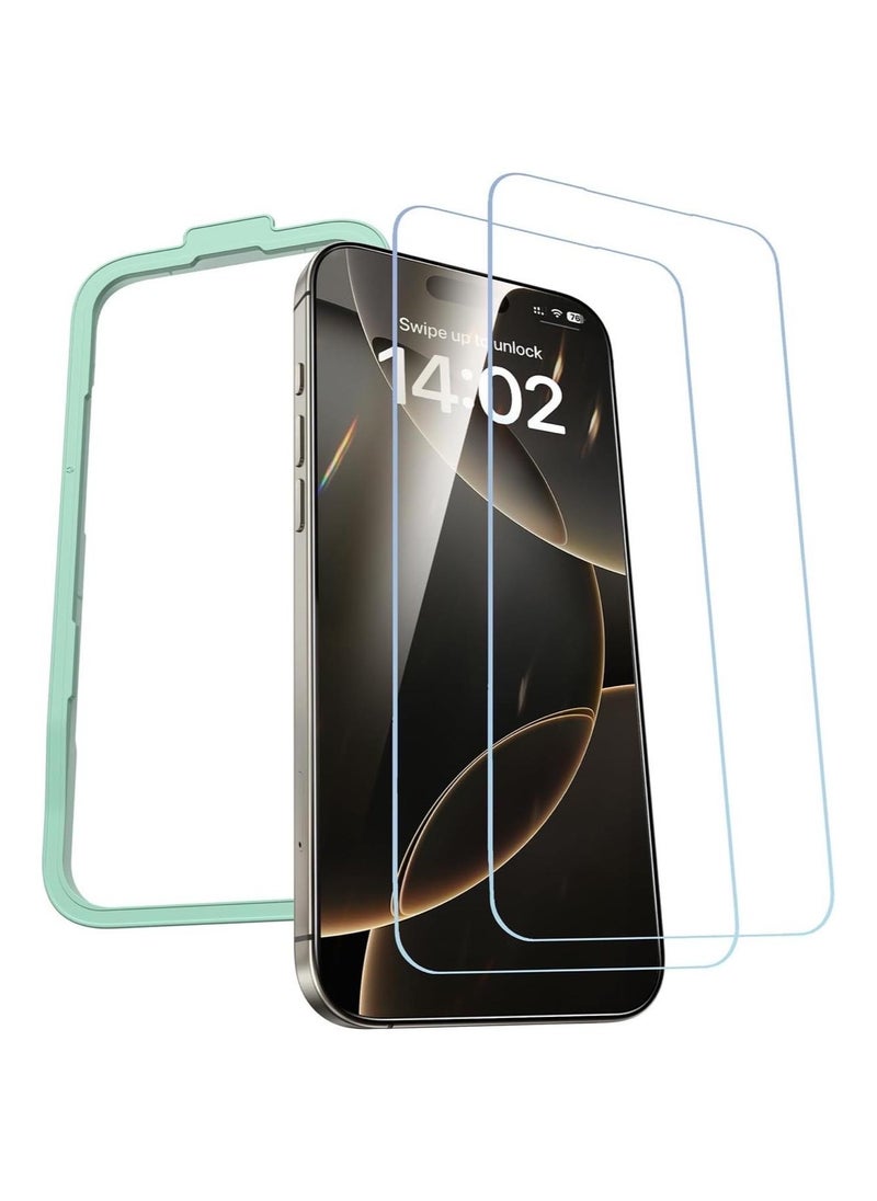 Glass - iPhone 16 Pro Screen Protector 6.3'' 9H+ Unbreakable Protection HD Ultra Clear Tempered Glass Screen Protector Easy to Install Phone Screen Protector Fit for Most Cases Pack of 2 - Image 1