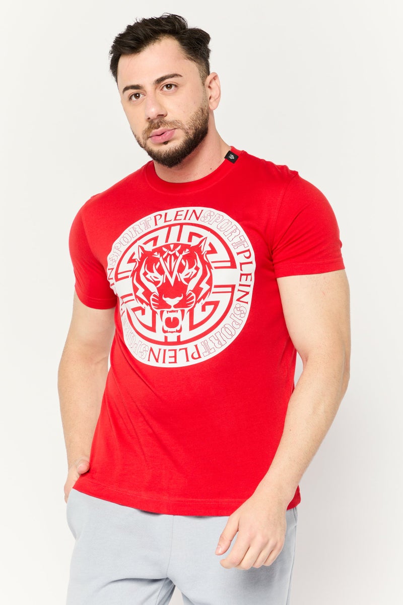 PHILIPP PLEIN Plein Sport Men Sportswear Fit Short Sleeves Outdoor T-Shirt, Red - Image 1