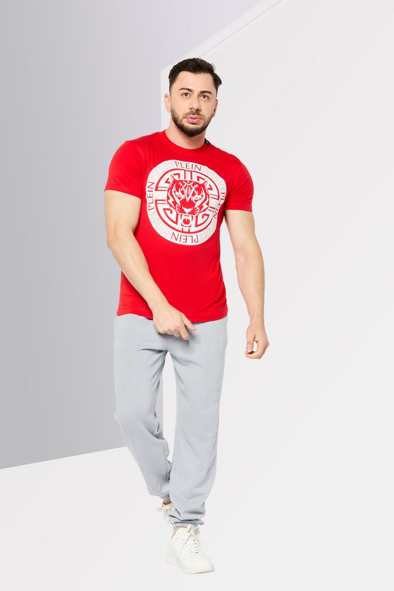 PHILIPP PLEIN Plein Sport Men Sportswear Fit Short Sleeves Outdoor T-Shirt, Red - Image 2