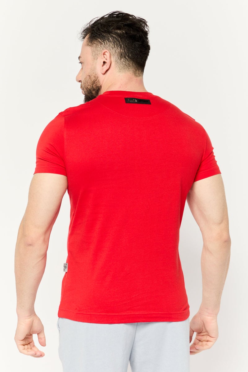PHILIPP PLEIN Plein Sport Men Sportswear Fit Short Sleeves Outdoor T-Shirt, Red - Image 4
