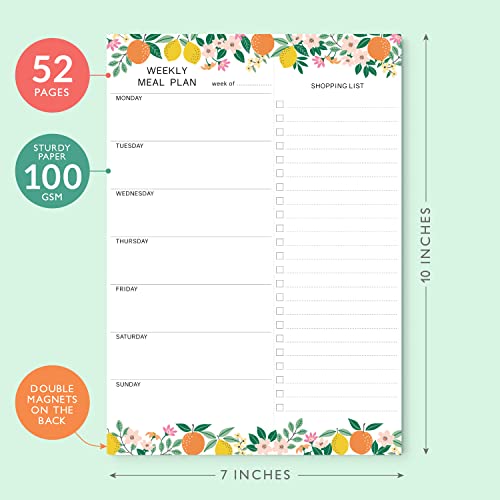 Sweetzer & Orange Fruity Weekly Meal Planner and Grocery List Magnetic Notepad. 7x10” Meal Planning Pad with Tear Off Shopping List. Plan Weekly Menu Food for Weight Loss or Dinner List for Family! - Image 2