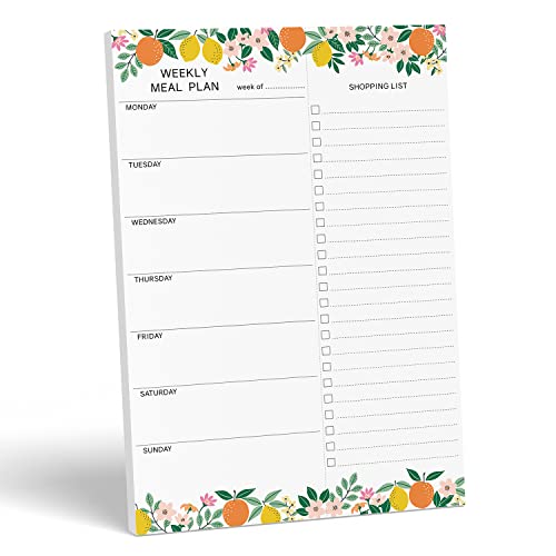 Sweetzer & Orange Fruity Weekly Meal Planner and Grocery List Magnetic Notepad. 7x10” Meal Planning Pad with Tear Off Shopping List. Plan Weekly Menu Food for Weight Loss or Dinner List for Family! - Image 1