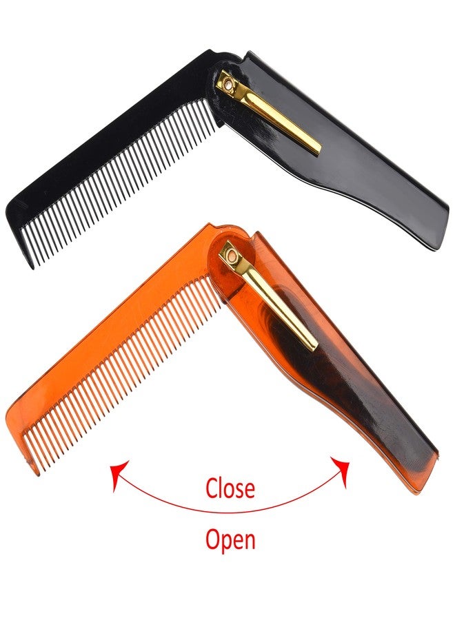 Kare Kind Kare & Kind Folding Pocket Comb for Men - 4 Pc Fine Tooth Comb (2 Brown and 2 Black Set) - For Styling Hair, Mustache, Beard - Men's Grooming - Ideal Gift - Image 5