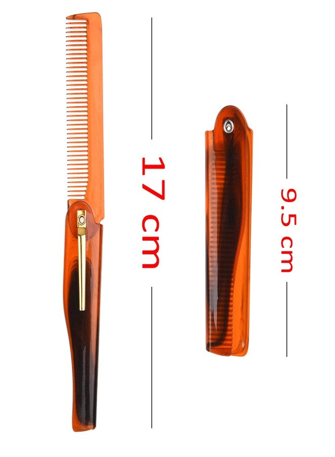 Kare Kind Kare & Kind Folding Pocket Comb for Men - 4 Pc Fine Tooth Comb (2 Brown and 2 Black Set) - For Styling Hair, Mustache, Beard - Men's Grooming - Ideal Gift - Image 2