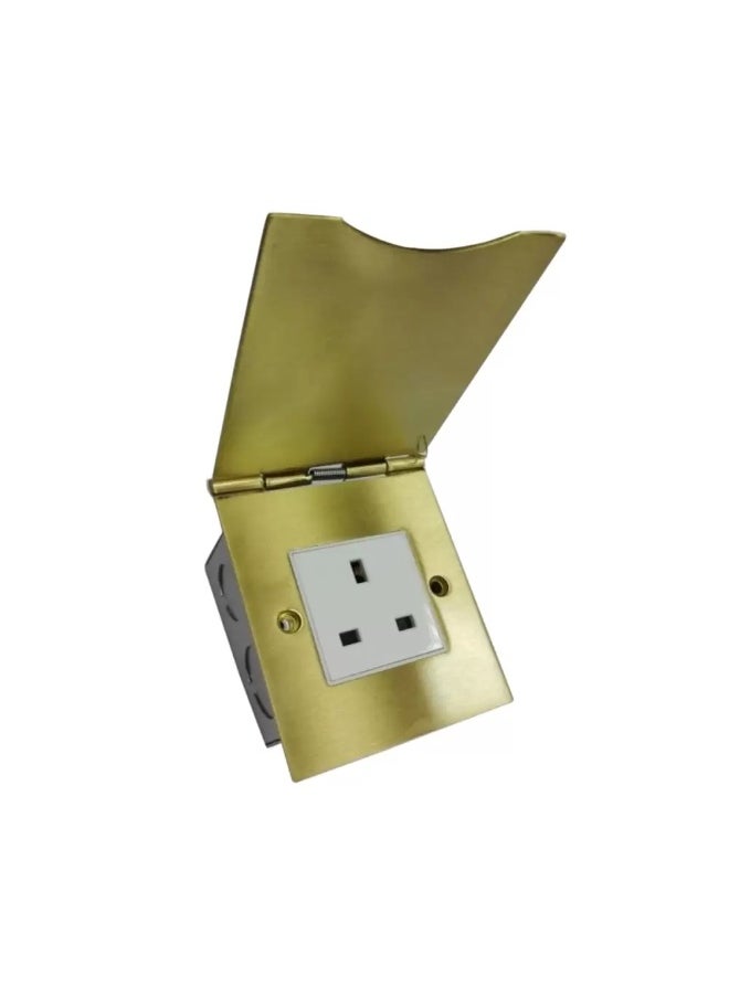 Elitco Elitco - 2 Modules Open Type Floor Socket 13A 100-240V, Brass Alloy Outlet with British Standard Socket, Larger Capacity for the Modules, Compact & Stylish Design, Golden Color 