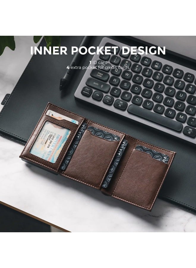 VULKIT محفظة بطاقات للرجال، محفظة قابلة للفتح، إغلاق مغناطيسي، حماية RFID، محفظة جلدية ثلاثية الطي - Image 4