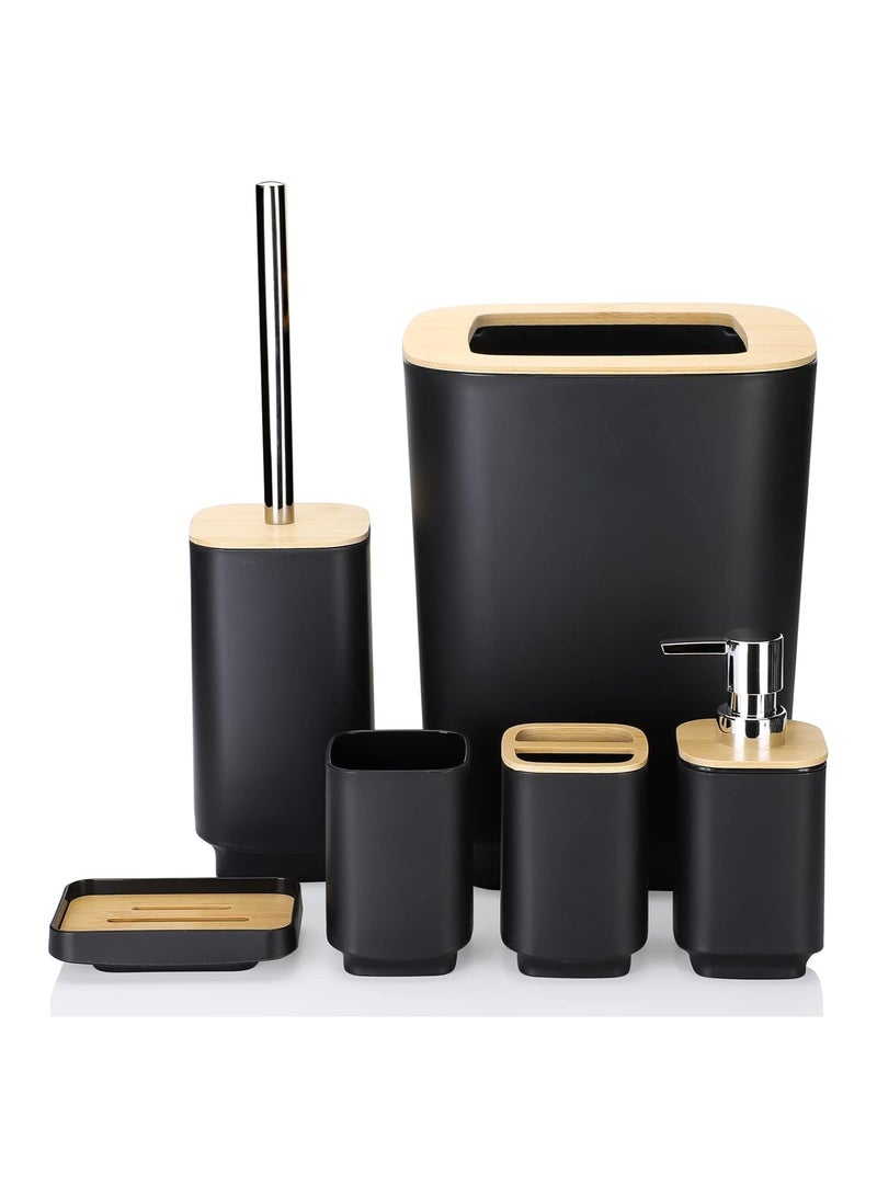 6 Piece Bathroom Accessories Set Black  - Image 1