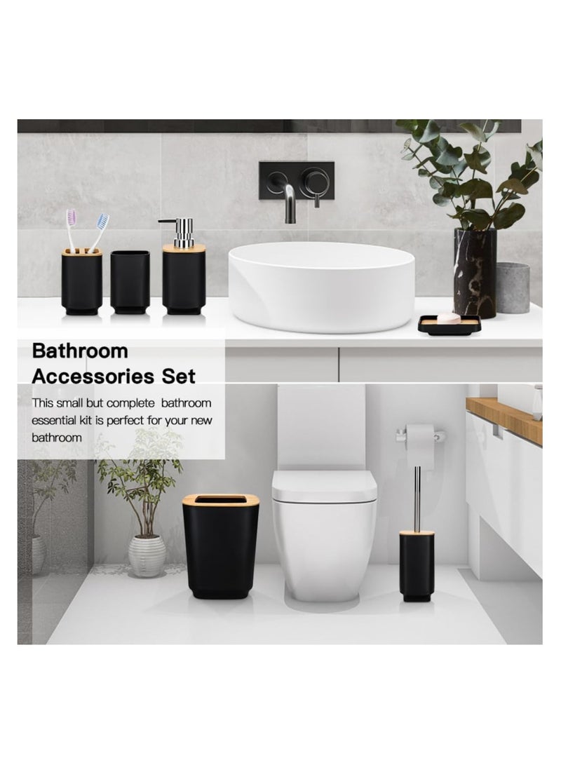 6 Piece Bathroom Accessories Set Black  - Image 2