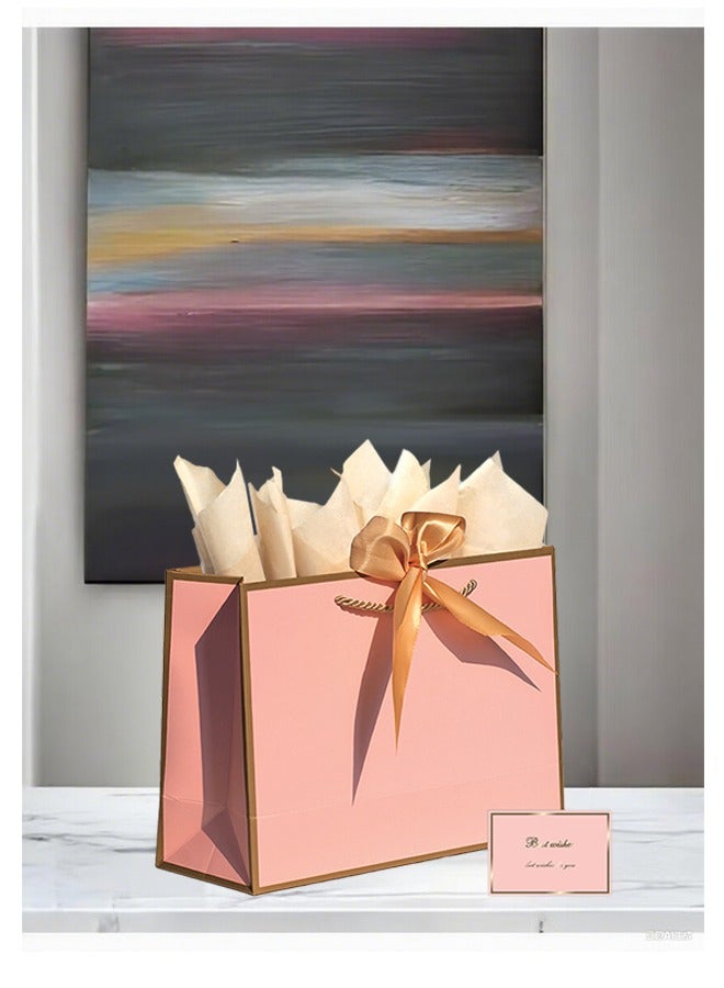 Unewshi 2PCS Pink gold frame Large Gift Bags, Paper Bags with Ribbon, Greeting Cards and Tissue Paper, Portable Party Bags with Handles, Birthday Gift Bags, Present Bags for Wedding Party, Party Supplies Bags size :32cm*25cm*11cm - Image 4