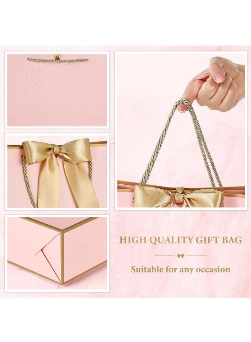 Unewshi 2PCS Pink Large Gift Bags, Paper Bags with Ribbon, Greeting Cards and Tissue Paper, Portable Party Bags with Handles, Birthday Gift Bags, Present Bags for Wedding Party, Party Supplies Bags size :32cm*25cm*11cm - Image 5