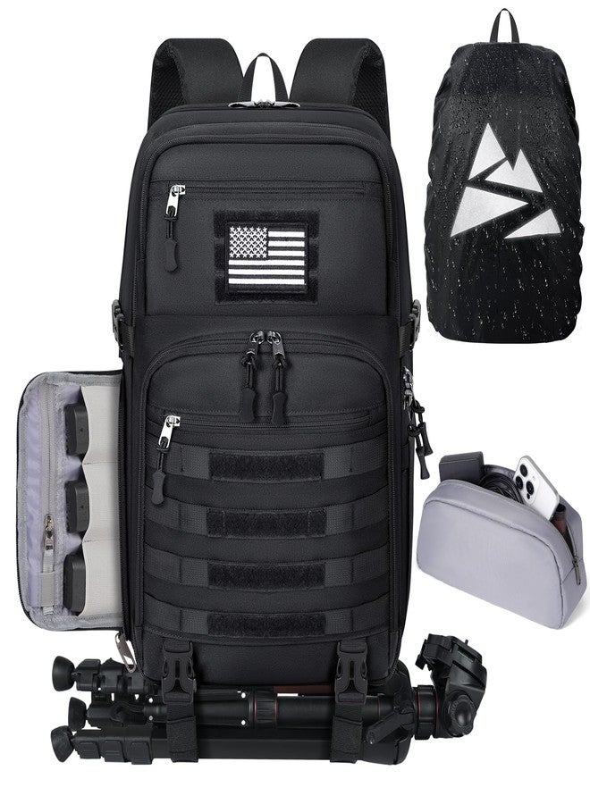 SDYSM Camera Backpack Bags for Photographers Professional DSLR/SLR Mirrorless Tactical Camera Bag 15.6 inch with Waterproof Rain Cover Laptop Compartment Tripod Holder Small Bag Photography Backpack - Image 1