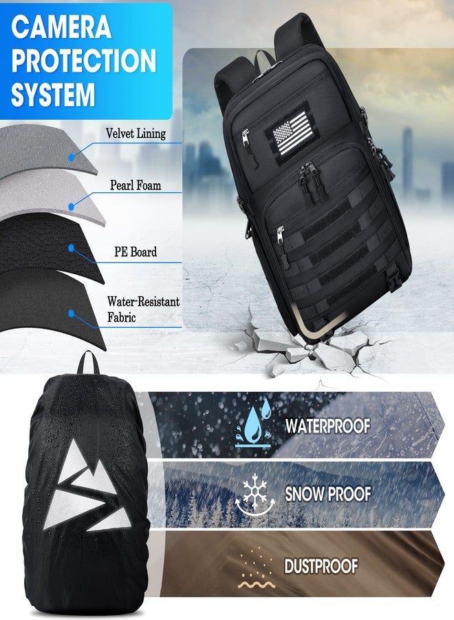 SDYSM Camera Backpack Bags for Photographers Professional DSLR/SLR Mirrorless Tactical Camera Bag 15.6 inch with Waterproof Rain Cover Laptop Compartment Tripod Holder Small Bag Photography Backpack - Image 5