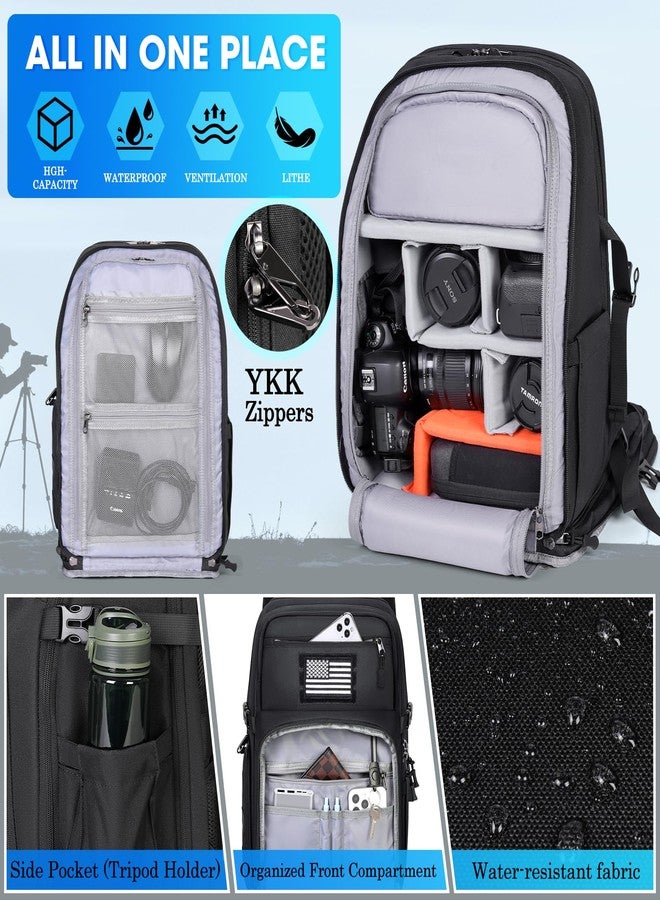 SDYSM Camera Backpack Bags for Photographers Professional DSLR/SLR Mirrorless Tactical Camera Bag 15.6 inch with Waterproof Rain Cover Laptop Compartment Tripod Holder Small Bag Photography Backpack - Image 3