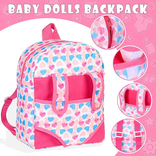 iBayda 12 Baby Doll in Gift Box with Backpack Carrier Clothes Feeding Bottle Pacifier Diaper and a Toy Rabbit Accessories First Baby Dolls for Girls 3 Years and Up - Image 5