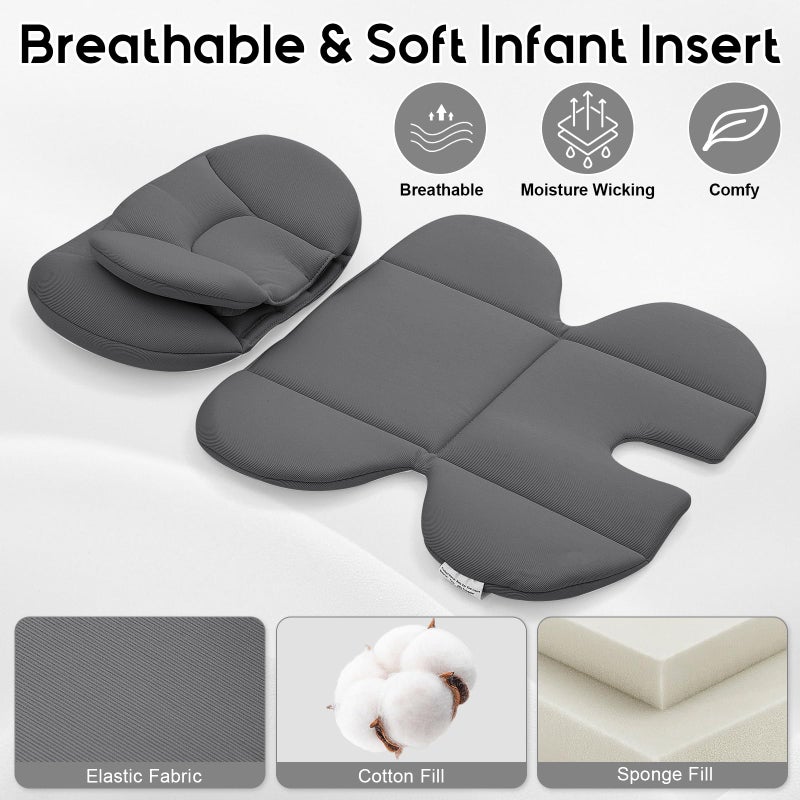 Kaseeous Thickened Carseat Head Support for Infant, Infant Car Seat Insert with Extra Headrest for Preemie to Newborn, Adjustable Baby Car Seat Cushion with Filled Natural Spong - Image 4