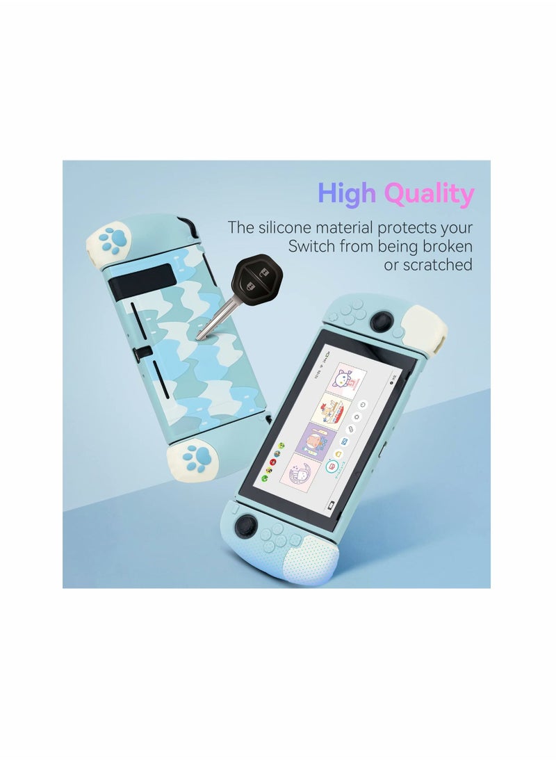 KASTWAVE - KASTWAVE Cute Soft Silicone Protective Case Compatible with for Nintendo Switch Console and for Joy Con- Shock-Absorption and Anti-Scratch Slim Cover Case with Ergonomic Design for Switch -- Blue - Image 1