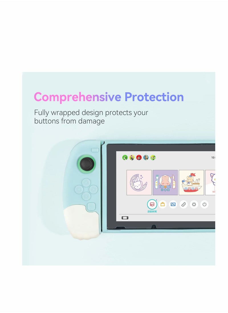 KASTWAVE - KASTWAVE Cute Soft Silicone Protective Case Compatible with for Nintendo Switch Console and for Joy Con- Shock-Absorption and Anti-Scratch Slim Cover Case with Ergonomic Design for Switch -- Blue - Image 1