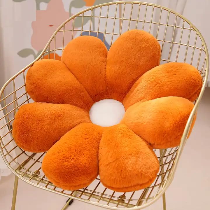 RVA Daisy Designed Decorative Cute Throw Pillows Floor Cushion for Girls Couch Sofa Chair Aesthetic Decor (35CM, Orange) - Image 1