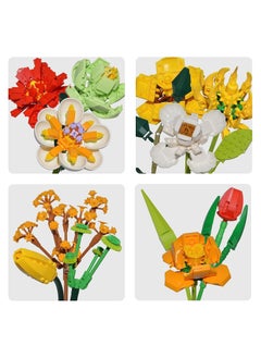 KASTWAVE Flower Bouquet Building Kit, Artificial Flower Building Blocks Decorative Creative Home Accessories, Botanical Collection Set for Adults, Not Compatible With LEGO (827 PCS)  - Image 3