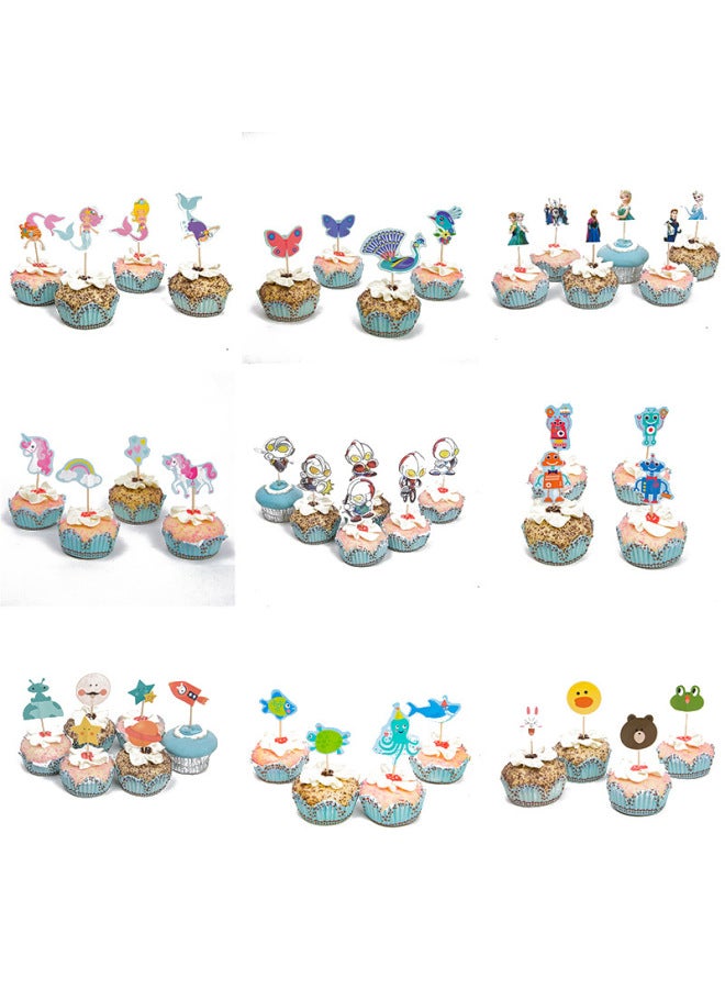 Cake Decoration Card Beard Toothpick Plug-in Shark Turtle Baking Dress-Up Peacock Butterfly Flag-Specifications:Mermaid Toothpick - Image 2