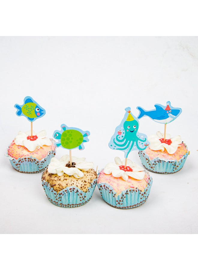 Cake Decoration Card Beard Toothpick Plug-in Shark Turtle Baking Dress-Up Peacock Butterfly Flag-Specifications:Mermaid Toothpick - Image 3