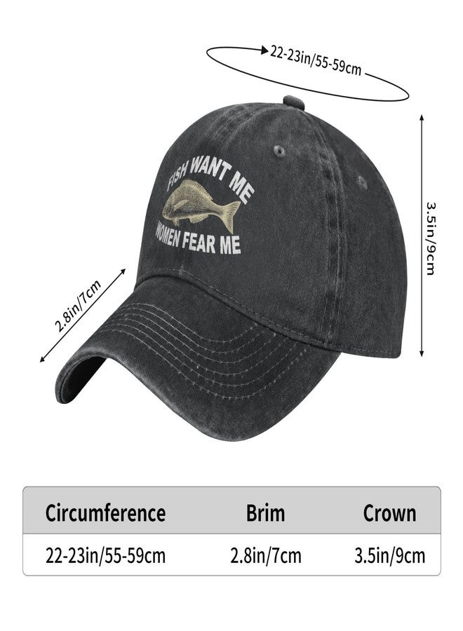 Sefgaen Hat Women Want Me Fishes Fear Me Hat for Men Baseball Cap Adjustable Hats Black - Image 5