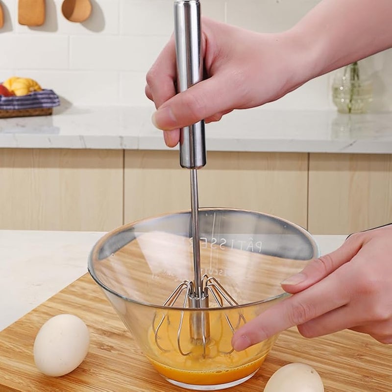 Fauppt Multifunctional Semi-Automatic Whisk Stainless Steel Egg Whisk, 2025 Hand Push Rotary Blender for Home Use,Versatile Mixer Tool for Home Egg Milk Kitchen Utensil (14 inch) - Image 4