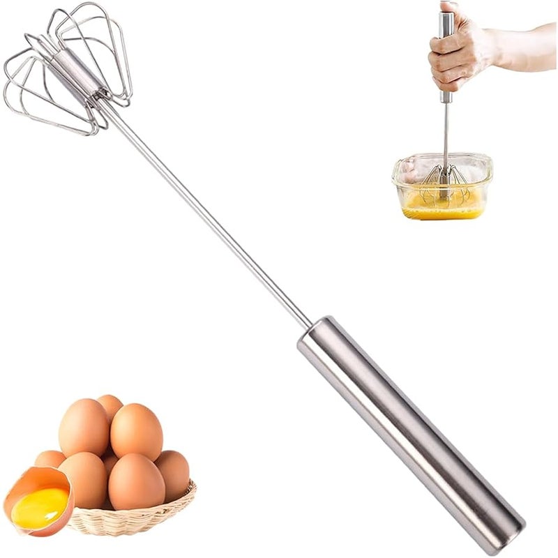 Fauppt Multifunctional Semi-Automatic Whisk Stainless Steel Egg Whisk, 2025 Hand Push Rotary Blender for Home Use,Versatile Mixer Tool for Home Egg Milk Kitchen Utensil (14 inch) - Image 1
