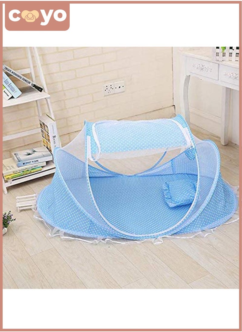 Zipper Closure and White Dot Polka Print Baby Comfortable Cool Mosquito Net Cover (0-3 Y), Breathable, Portable