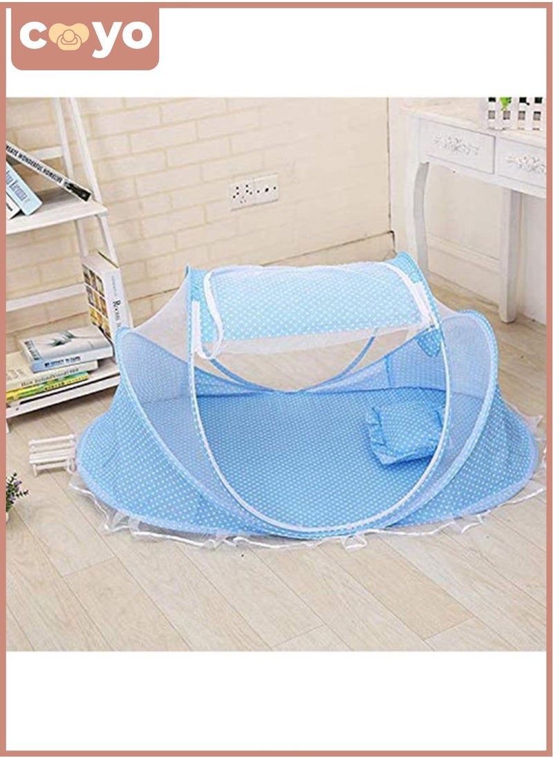 Zipper Closure and White Dot Polka Print Baby Comfortable Cool Mosquito Net Cover (0-3 Y), Breathable, Portable