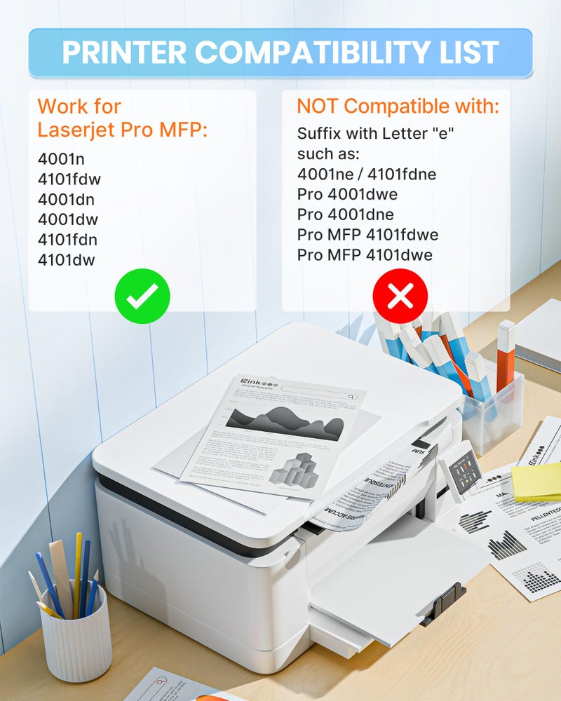 E-Z Ink 148A Toner Cartridge 4001n 4101fdw (with Chip) Replacement for HP 148A Toner Cartridge W1480A 148X W1480X to Use with HP LaserJet Pro 4001n 4101fdw 4001dn 4001dw 4101fdn 4101dw Printer(2Pack) - Image 2