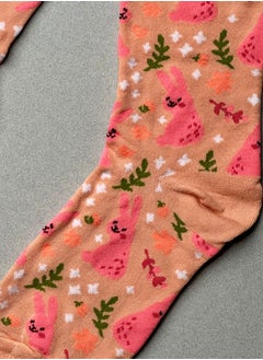 The Socks Hype 3 Pairs Pink Bunny Cotton Soft Funny Socks for Men Women | Casual Crew Colorful Cartoon Novelty Socks | Unisex Comfortable Dress Socks for Everyday Wear  - Image 3