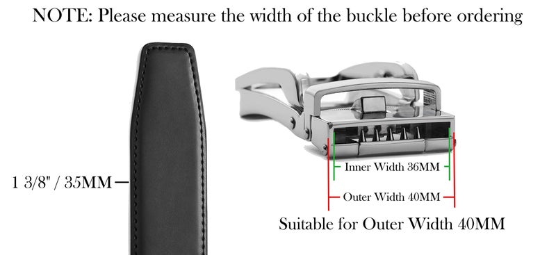 CHAOREN 40mm Ratchet Belt Buckle for 1 3/8 Slide Belt Strap, Click Buckle Adjustable Skeleton Shape - Image 2