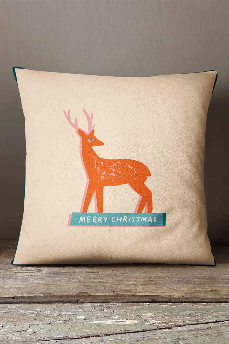 İnsense Home Velvet Babyface Orange New Year Themed Throw Pillow Case - CGH215