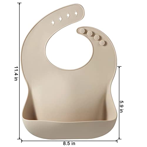PandaEar Silicone Baby Bib for Girls Boys| Adjustable Waterproof Eating Bibs| BPA Free Soft Durable Silicone Bibs for Babies & Toddlers with Large Pocket Food Catcher - Image 2