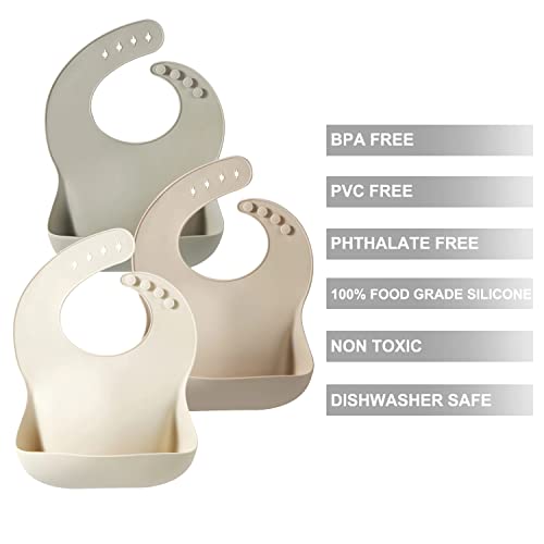 PandaEar Silicone Baby Bib for Girls Boys| Adjustable Waterproof Eating Bibs| BPA Free Soft Durable Silicone Bibs for Babies & Toddlers with Large Pocket Food Catcher - Image 5
