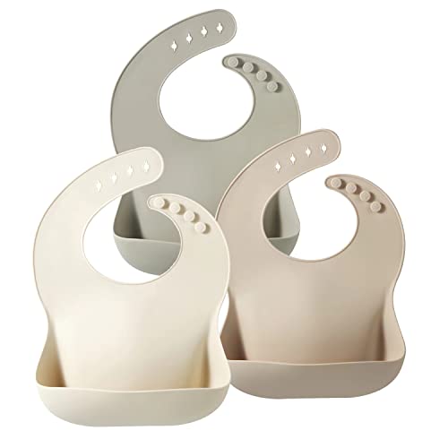 PandaEar Silicone Baby Bib for Girls Boys| Adjustable Waterproof Eating Bibs| BPA Free Soft Durable Silicone Bibs for Babies & Toddlers with Large Pocket Food Catcher - Image 1