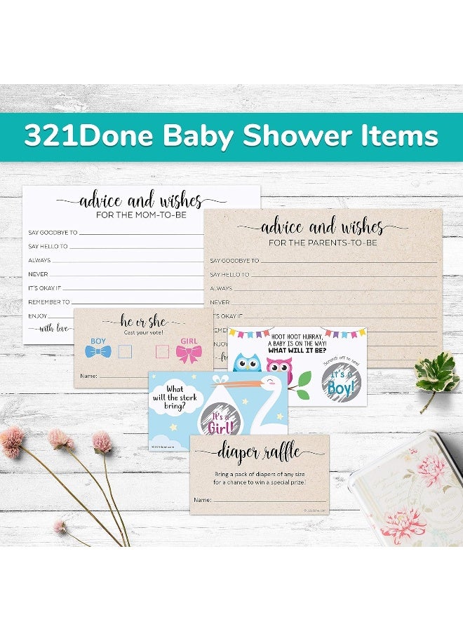321Done Advice and Wishes for The Mom-to-Be, Made in USA - 4x6 Kraft Tan, Baby Shower Game, Gender Reveal Decor, Simple, Elegant, Minimalist - 50 Cards - Image 5