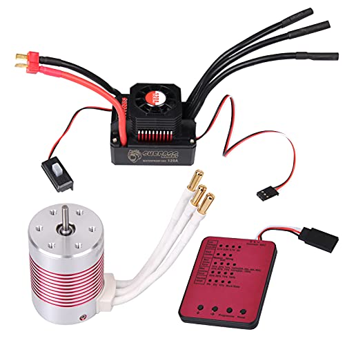 ARRAROWN RC Car 1:10 Scale 3650 5200KV Brushless Motor & 120A ESC & Programming Card PI65 Waterproof Motor & Electronic Speed Controller Combo Set for Most of 1/10 RC Car Truck On-Road Car - Image 1