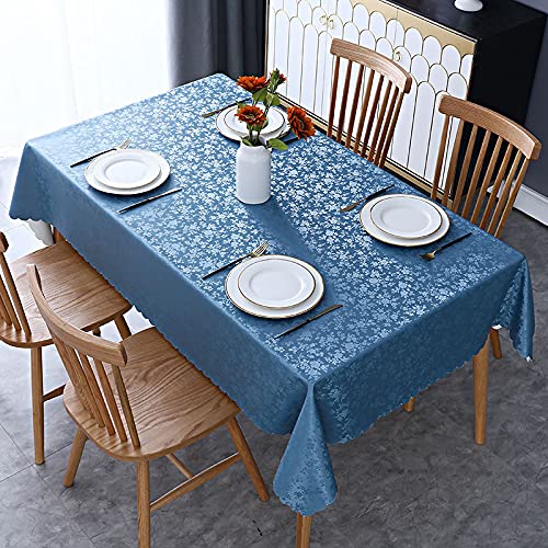 Jeloris Waterproof Vinyl Tablecloth  Rectangle Heavy Plastic Tablecloth  Wipeable Spillproof Oil-Proof Vinyl Table Cover for Kitchen Dining Room (Blue  52"" x 70"") - Image 2