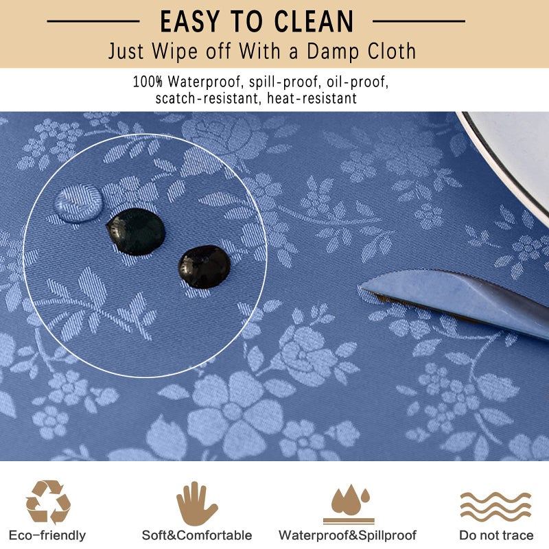 Jeloris Waterproof Vinyl Tablecloth  Rectangle Heavy Plastic Tablecloth  Wipeable Spillproof Oil-Proof Vinyl Table Cover for Kitchen Dining Room (Blue  52"" x 70"") - Image 4