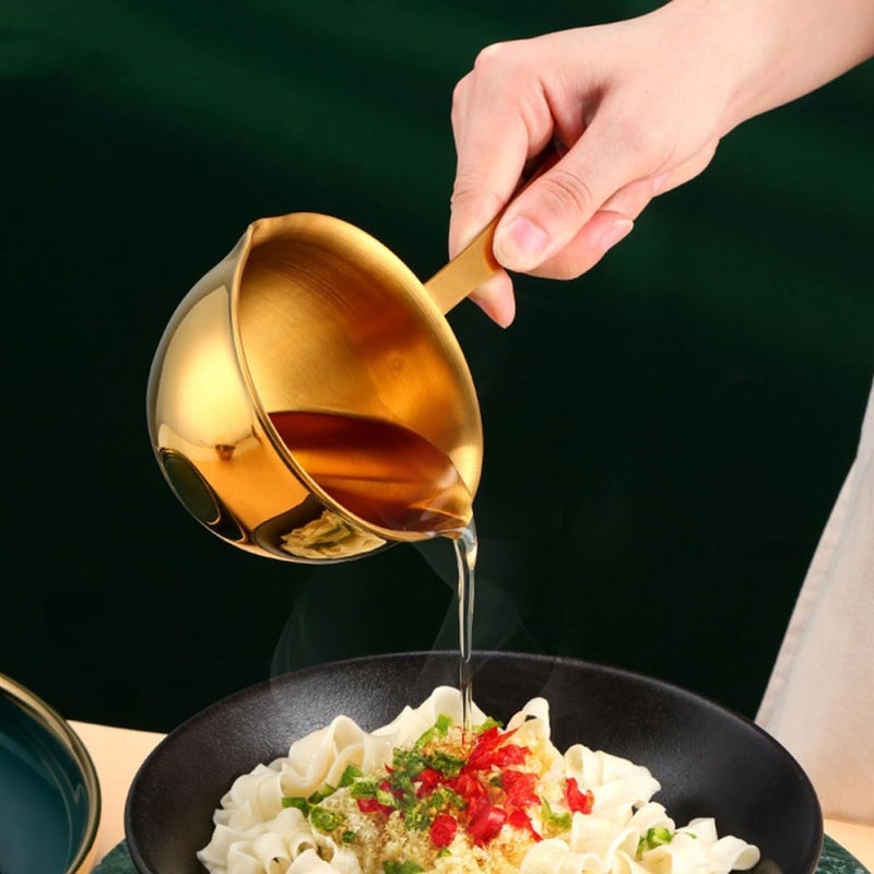 Stainless Steel Small Sauce Pan with Handle, Mini Metal Pour Oil Pot for Kitchen Cooking, Heat-resistant Small Pan for Milk, Chocolate, and Hot Oil Heating - Image 5