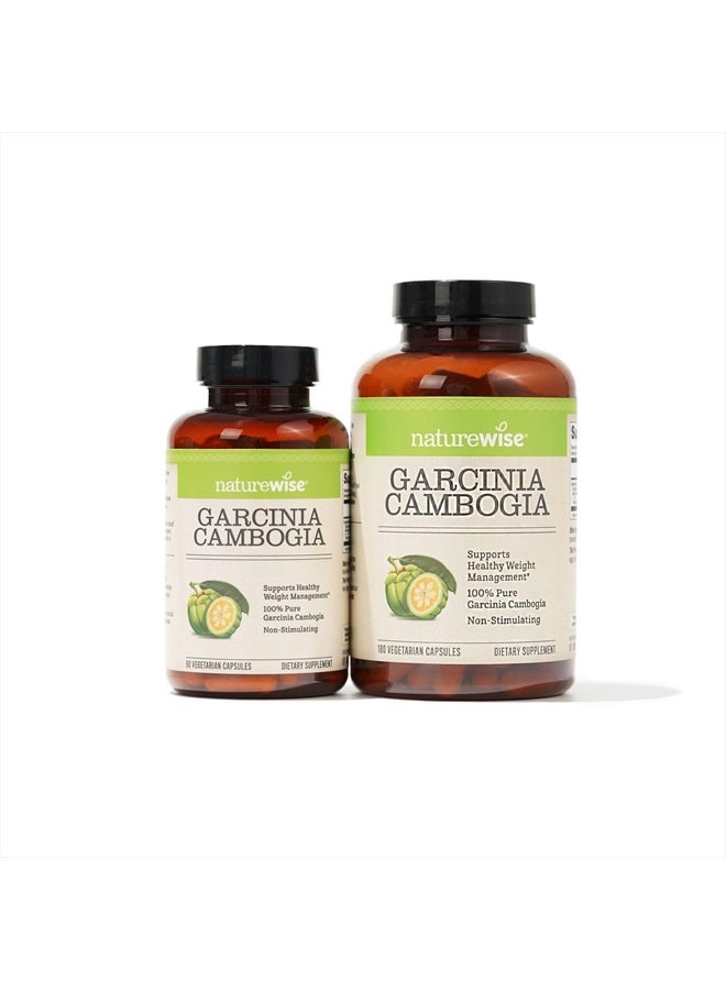 NatureWise ناتشر وايز غارسينيا كامبوجيا مع مستخلص غارسينيا كامبوجيا النقي، تركيز 60% HCA، دعم طبيعي لأهداف الوزن والطاقة - نباتي، غير معدل وراثيًا، خالي من الغلوتين - 180 كبسولة [إمداد لمدة 2-6 أشهر] - Image 2
