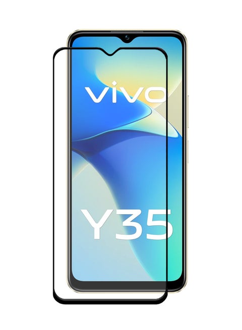 Full Screen Tempered Glass Screen Protector For Vivo Y35-Black