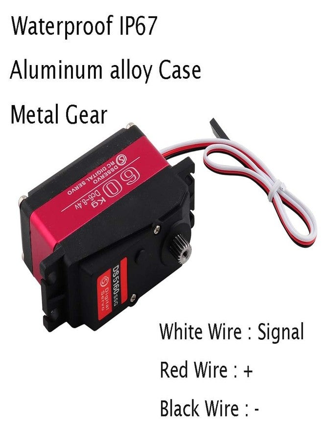 Wishiot DS5160SSG 60kg Servo RC Digital Servo DC6-8.4V Metal Gear Large Torque High Speed IP67 Waterproof Servo 270 Degree with 18T Aluminum Servo Arm for Crawler Baja Cars Robotics DIY Projects - Image 3