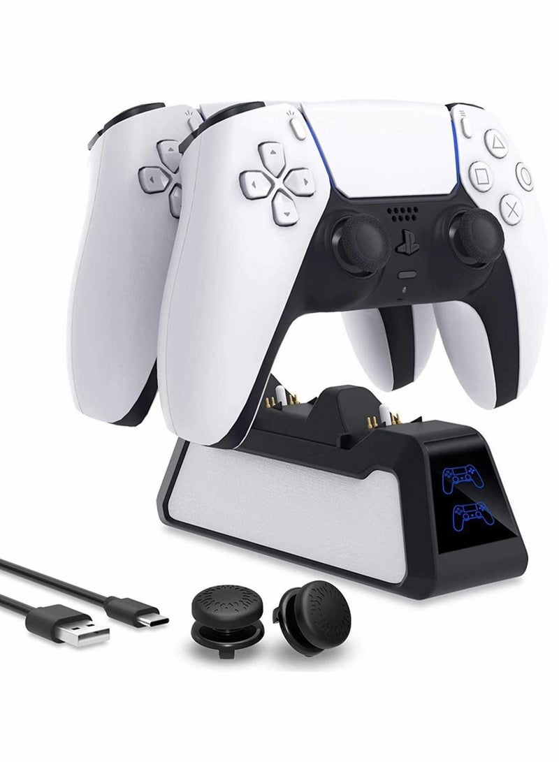 Captaintech Dual Controllers Fast Charging Station with LED Indicator, Charger for PS5 DualSense Wireless Controller with Thumb Sticks, Charger Station Dock for Sony Playstation 5 Dualsense (Black) - Image 1