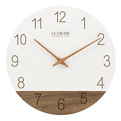 La Crosse Technology 12" Sierra Wood Quartz Analog Wall Clock - White - 404-3630B - Image 1